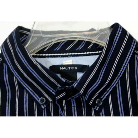 Nautica Button Down Blue Striped Shirt Collared Teen Big Boys 20 Reg Long Sleeve - Picture 3 of 11